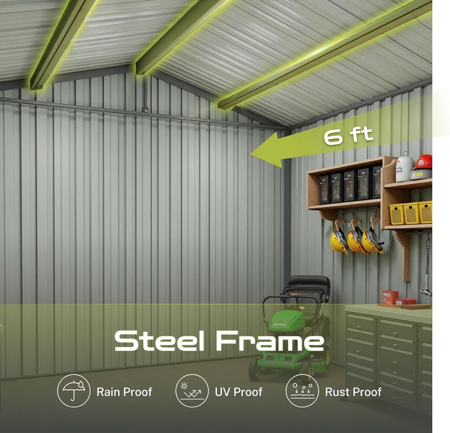 8 x 6 FT Outdoor Storage Metal Shed, Bike Garden Tool Shed with Slooping Roof, Lockable Doors and Aluminum Frames, Shed Easy to Assemble for Garden, Patio, Lawn, Brown