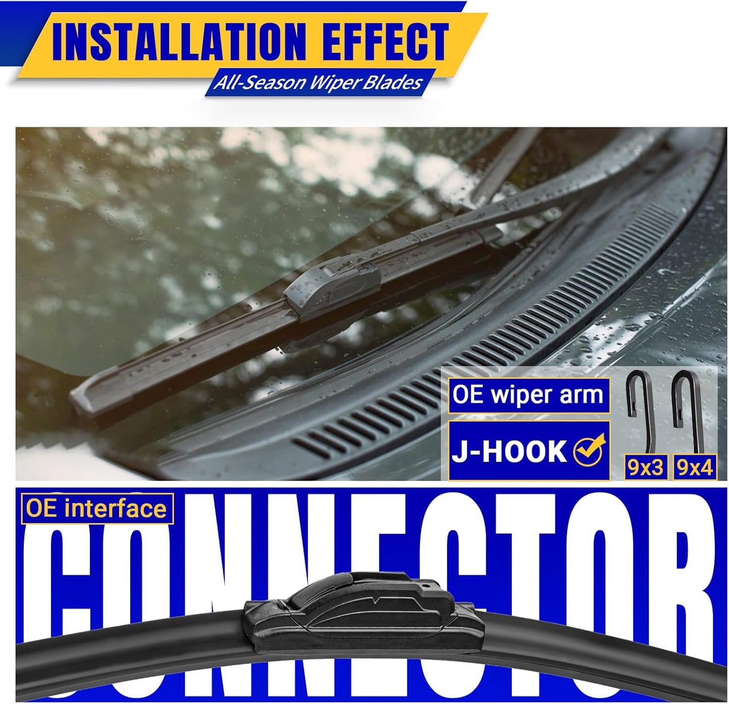 3 wipers Replacement for 2009-2016 Toyota Venza, Windshield Wiper Blades Original Equipment Replacement - 26"/22"/12" (Set of 3) U/J HOOK