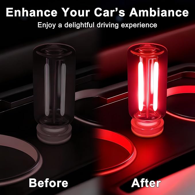 2-Pack Vintage USB LED Lights for Car Interior, Touch Dimmable Night Light - Retro Glass Bottle Filament Lamp Bulb for Bedroom, Camping, Holiday Decoration Ambiance