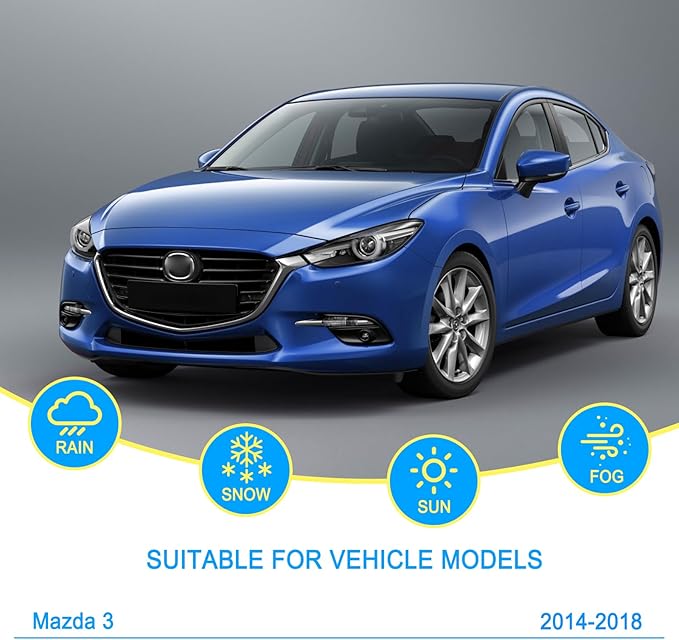 CJPPPZIW® Windshield Wipers-24"+18"+12" Replacement for 2014 2015 2016 2017 2018 Mazda 3 Premium All-Season Front and Rear Wiper Blades,Original Factory Quality(Pack of 3)