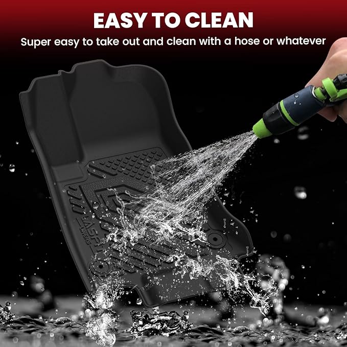 LASFIT Floor Mats for Dodge Charger Daytona 2024 2025 Scat Pack & R/T, All Weather TPE Custom Fit Car Mats Floor Liners 1st & 2nd Row, Black