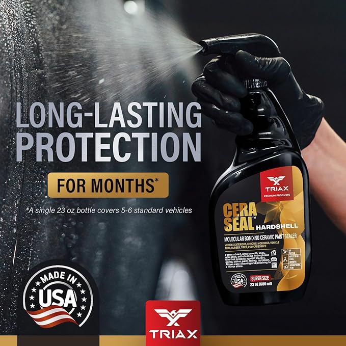 TRIAX Nano Ceramic Paint Sealer & Protector - Hardshell Cera Seal NANO and protector - Deep Reflective Shine - 100% Hydrophobic - UV Shield - Scratch Resistant (23 Ounce)