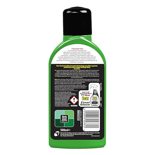 T-Cut Dark Green Scratch Remover Color Fast Paintwork Restorer Car Polish, 13 Colors Available, 17 Fl Oz
