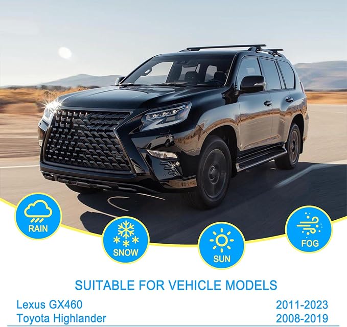 CJPPPZIW® Windshield Wipers-26 Inch+20 Inch+12 Inch Replacement for 2011-2023 Lexus GX460/2008-2019 Toyota Highlander Wiper Blades for My Car,Quality Front and Rear Wiper Blades(Pack of 3)