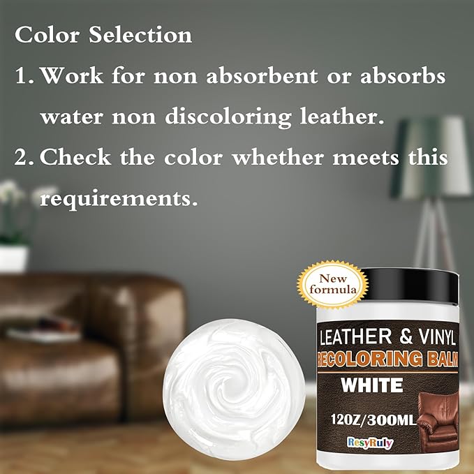 White Leather Repair Kit White Leather Dye Vinyl Paint Cream Purse Boat Seat Scratch Remover Couch Chair Car Interior Color Restorer Shoes Furniture Fade Scuff Stain Ink Mark Cover Recoloring Balm