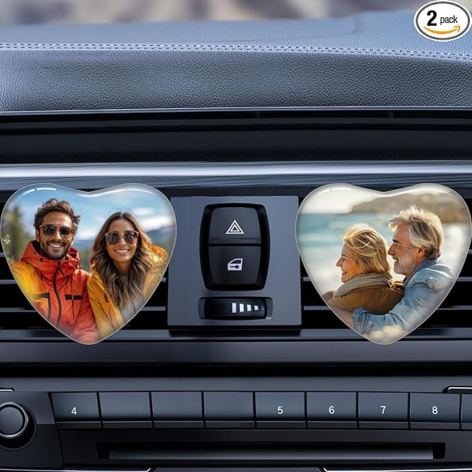 Personalized Car Air Vent Clip Pack of 2 with Your Photo and Text,Custom Different Scents Car Air Vent Clip,Interior Decoration,Decorative Accessories