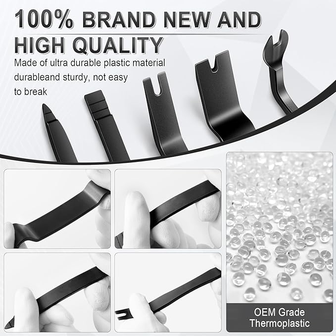 LivTee 5 pcs Auto Trim Removal Tool Kit, No Scratch Plastic Pry Tool Kit - Interior Door Panel Clip Fastener Removal Set for Vehicle Dash Radio Audio Installer (Black)