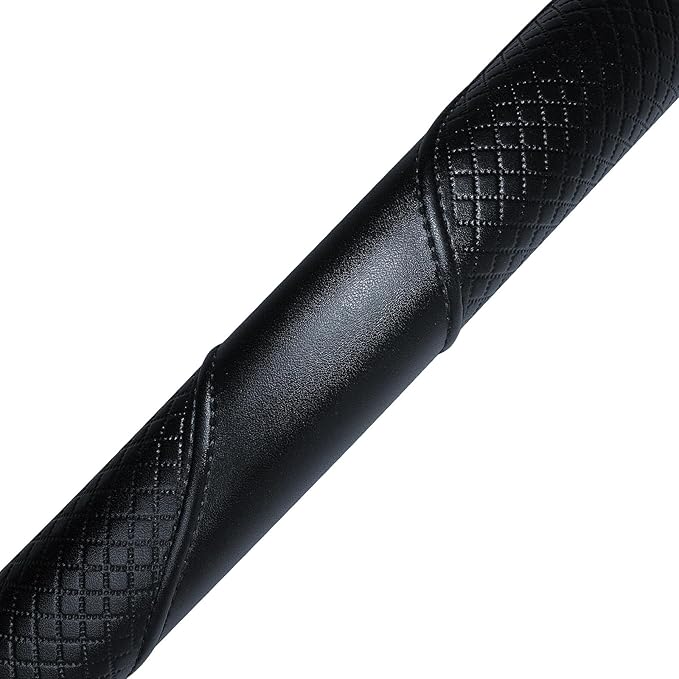 Haokay Heavy Duty Pure Cowhide Steering Wheel Cover, Genuine Leather Steering Cover with 15 Inches Universal Fit