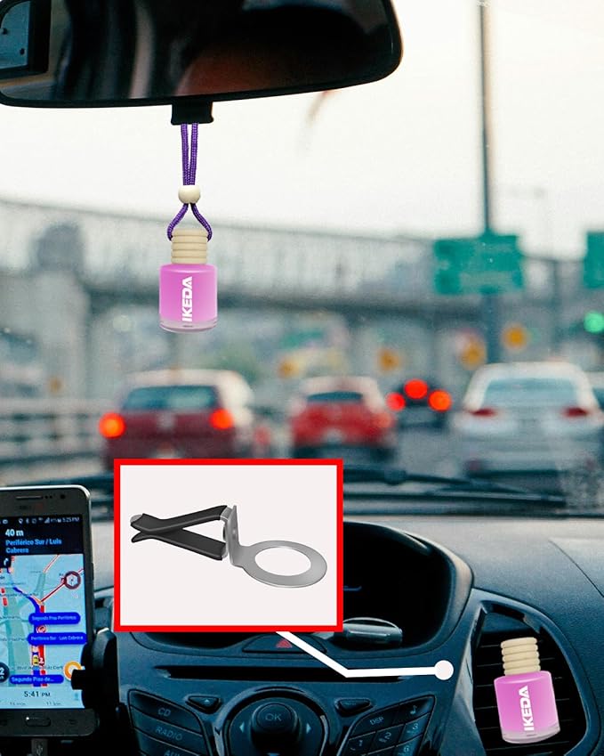 Car Air Freshener Hanging,Cylindrical Auto Scent with Vent Clip Bottle,45-Days Long Lasting Fragrance, Essential Oil Diffuser Odor Eliminator for Women (Circle, Peach)