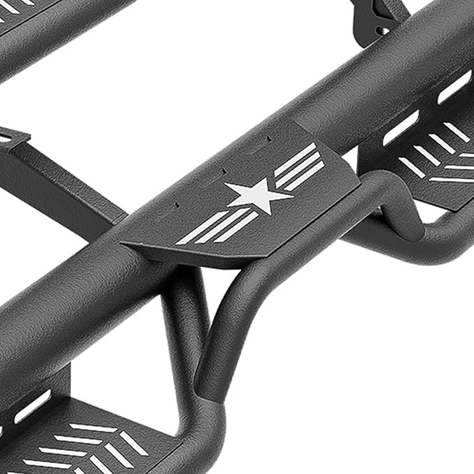 Quad Cab Three Raised Steps Running Boards Compatible for 2002-2008 Dodge Ram 1500 Quad Cab, 2003-2009 Ram 2500 3500 Double/Extended Cab Side Steps Rails Nerf Bar Two Stairs Design