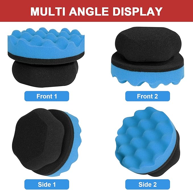 2 Pack Large Tire Shine Applicator Pad, Tire Hex Grip Applicator, Tire Shine Car Detailing Foam Sponge Tool, Reusable Car Cleaning Supplies After Car Wash Tire Cleaner for Applying Tire Shine