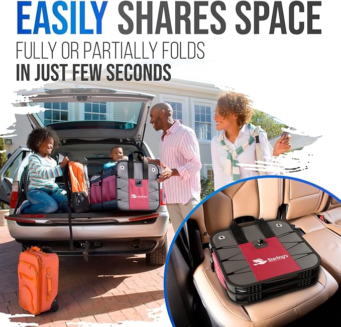 Car Trunk Organizer – Large Collapsible Storage Box with Adjustable Compartments – Heavy-Duty Cargo Organizer for SUV, Truck & Car – Non-Slip Waterproof Trunk Storage Bin for Groceries & Tools