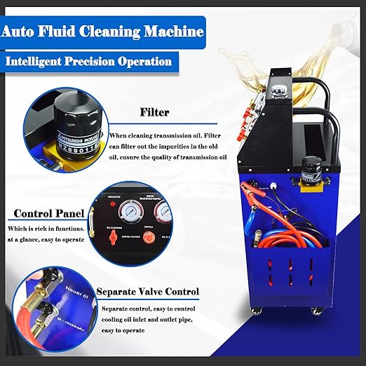 Auto Transmission Fluid Exchanger Fluid Flush Cleaning Machine Gearbox Cleaning Equipment Oil Replace Cleaner with Two 5.3Gal Tank 12V/DC