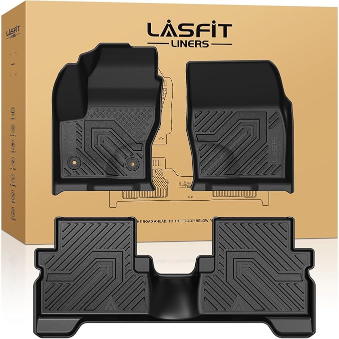 LASFIT Floor Mats for Ford Escape 2013-2019 Custom Fit All Weather Protector TPE Easy Clean Floor Liners, 1st & 2nd Row, 3PCS Black