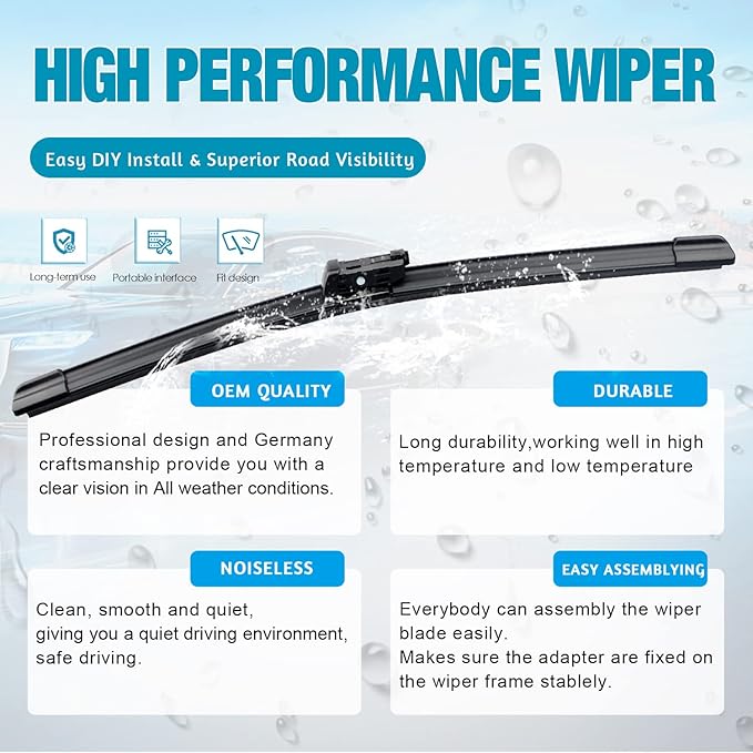 VTOGOI Windshield Wipers Replacement for Volkswagen Atlas 2018-2023 Front Rear Wiper Blades and Rear Windshield Wiper Arm Set for My Car (Pack of 4)