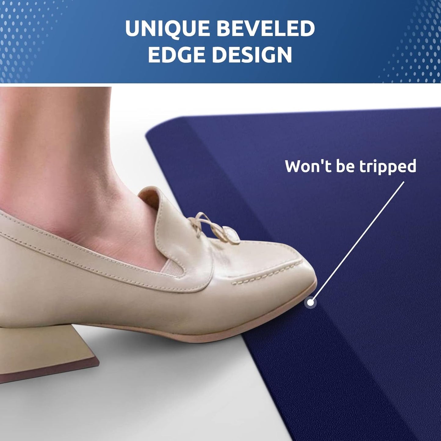 KitchenClouds Kitchen Mat Cushioned Anti Fatigue Kitchen Rug 0.8inch Waterproof Non Slip Kitchen Rugs and Mats Standing Desk Mat Comfort Floor Mats for Kitchen Sink Office (17.3"x39",Blue)