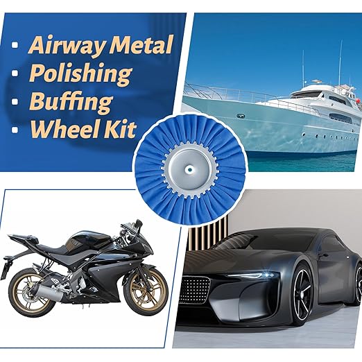 Liliful 14 Pcs 8" Airway Polishing Wheel Kit in Diameter 5/8", Metal Aluminum Buffing Wheel and Polishing Compound and Buffing Drill and Rake Pad for Angle Grinder Mirror Metal Finish(Bright Color)