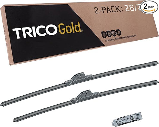 TRICO Gold 26" + 24" Premium Automotive Replacement Windshield Wiper Blades (Set of 2), Passenger and Driver Side All-Weather Beam Wiper Blades for Select Vehicle Models