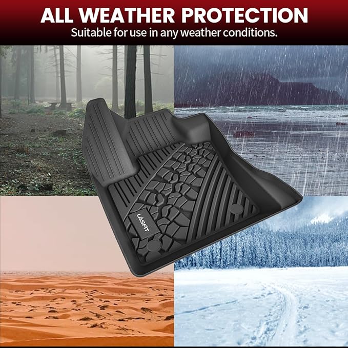 LASFIT Floor Mats for Jeep Compass 2017-2025 All Weather TPE Custom Fit Car Mats Floor Liners 1st & 2nd Row, Black