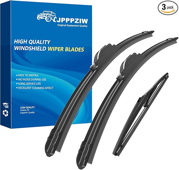 CJPPPZIW® Windshield Wipers-26 Inch+16 Inch+11 Inch Replacement for 2012-2017 Kia Rio/2018-2023 Hyundai Kona/2012-2019 Accent Wiper Blades for My Car,Quality Front and Rear Wiper Blades(Pack of 3)