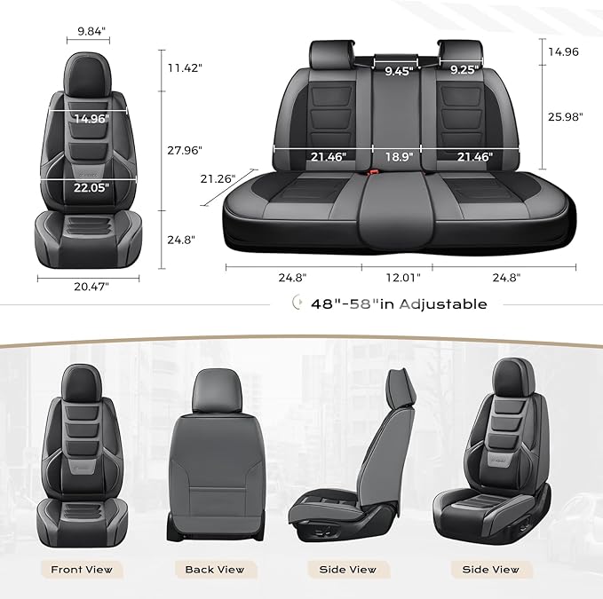 Coverado Car Seat Covers Full Set, Seat Covers for Cars, Front Seat Covers and Back Seat Cover Waterproof Leather Automotive Seat Cover Universal Car Interior Protectors Cushion for Most Cars