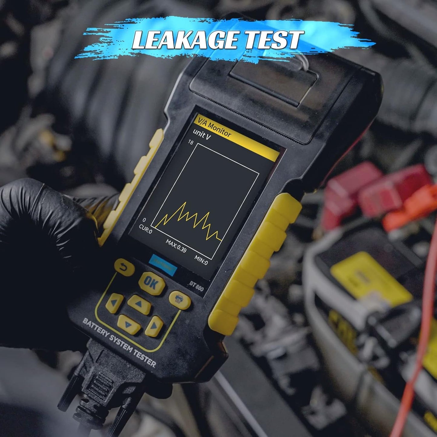 AUTOOL Car Battery Tester 12V 24V Automotive Battery Load Tester with Printer 20-2000CCA Alternator Tester, Cranking & Charging & Leakage Test, 3.2" Screen with Data Review Reverse Polarity Protection