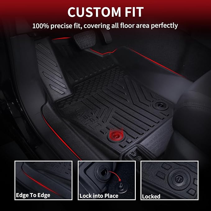 LASFIT Front Mats Fit for Tacoma 2024-2026 (Only Fit Auto Tran), Custom Fit All Weather Protection Durable TPE Floor Liners for 2024 2025 2026 Tacoma Accessories Front Row Car Mats, Black
