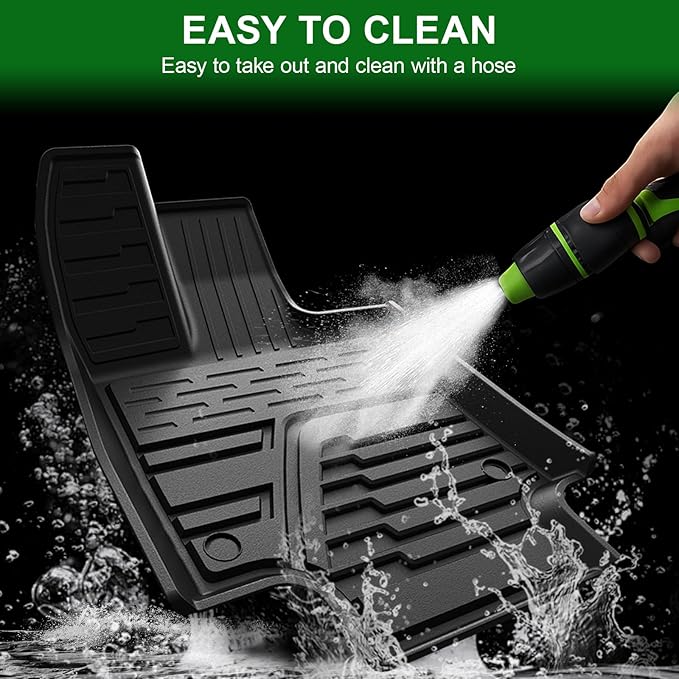 Car Floor Mats Custom Fit for Toyota RAV4 2025 2024-2019 (Include Gas & Hybrid), Door Sill Guards Accessories, All Weather TPE Front and 2nd Row Black Automotive Liners for RAV 4