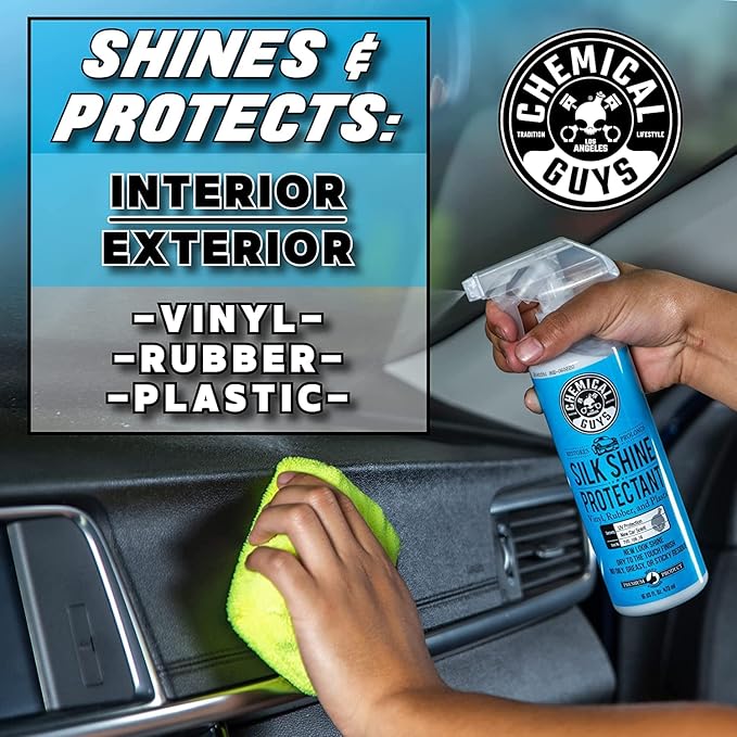 Chemical Guys Silk Shine Tire and Trim Dressing and Protectant – Non Greasy Spray for Vinyl, Plastic and Rubber Surfaces – Restores Shine and Protection for Cars, Trucks, Motorcycles and RVs, 16 oz