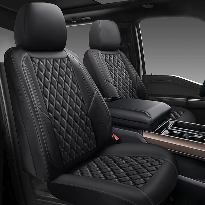 Premium Leather Car Seat Covers Full Set,Universal Fit for Cars,Trucks&SUVs,Waterproof Car Seat Cushion,Full Coverage Car Seat Protector with 5 Seats,Black