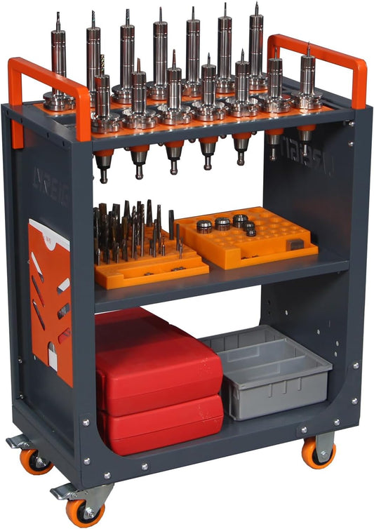 BT50 CNC Tool Holder Transfer Cart, Mobile CNC Tool Storage Cart with Wheels for Factory, Garage