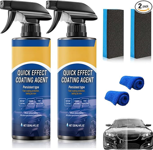 Car Quick Effect Coating Agent Spray, Car Scratch Wax Coating Spray, Suitable for All Cars (2PCS)