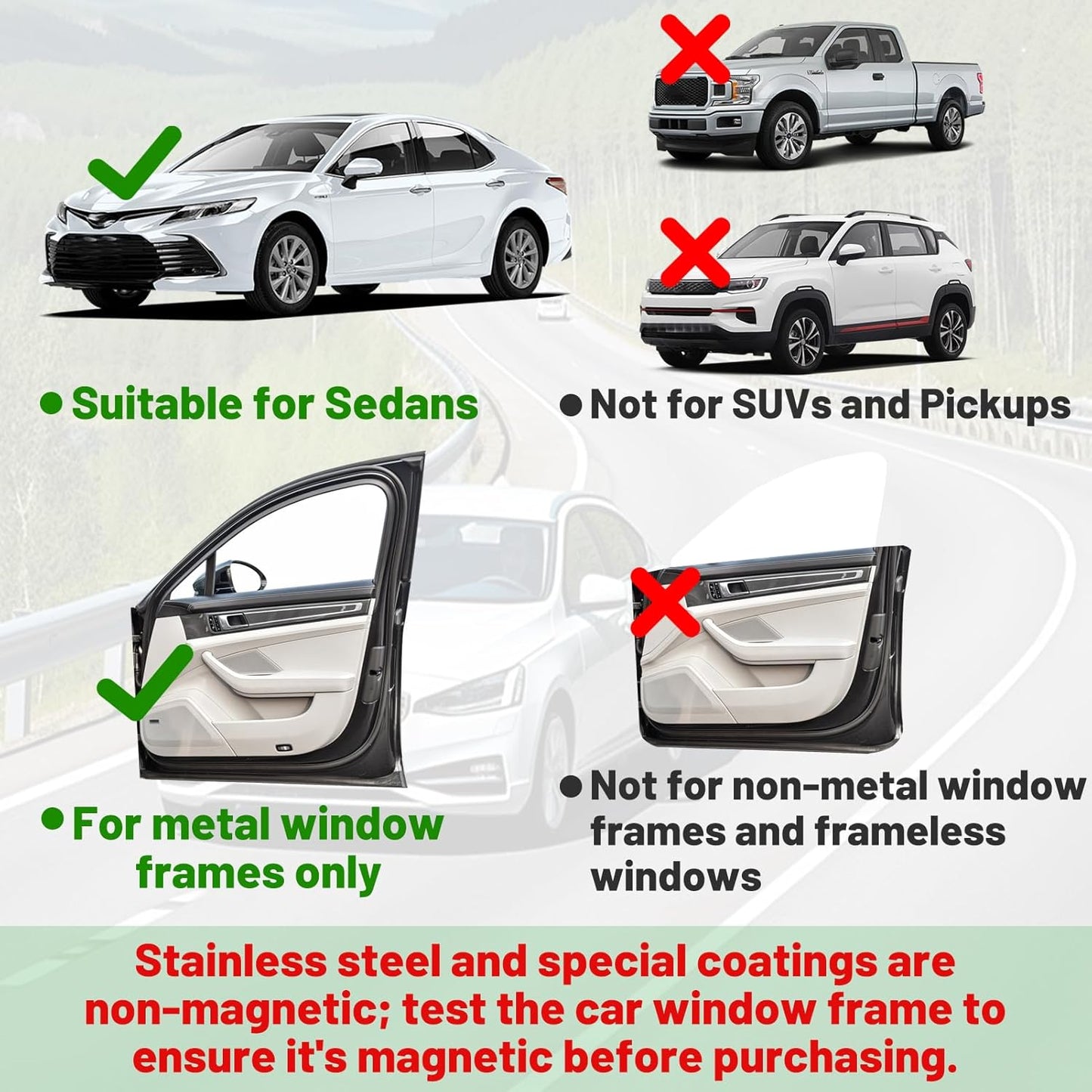 Set of 5 Car Privacy Curtains for Sedan- 4 Magnetic 31.5*18.9in Side Car Window Curtains & 1 Rear Seat Divider Curtain with Storage Bag, Baby Shades Screen Sun Covers for Camping Travel Nap Sleeping