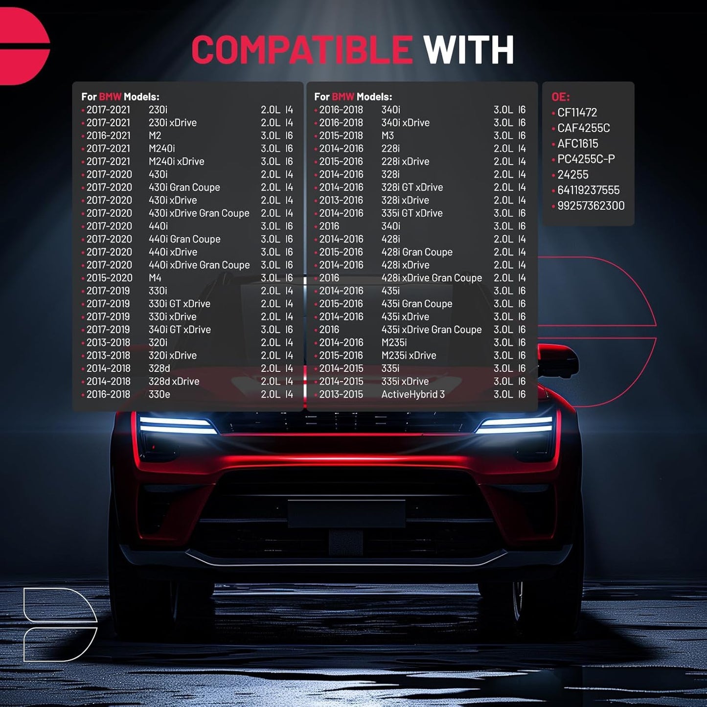 BDFHYK Cabin Air Filter with Activated Carbon Compatible with BMW 230i, 228i, 320i, 328d, 330i, 340i, 335i, 428i, 430i, 440i, 330i xDrive, 440i xDrive, 430i Gran Coupe, M2, M3, M3, M4, ActiveHybrid 3