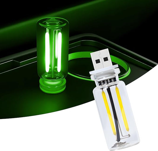 Vintage USB Car Night Light, Touch Dimmable LED Filament Lamp - Portable Mini Glass Bottle Ambient Lighting for Vehicle Interior, Bedroom, Hallway, Camping & Holiday Decoration