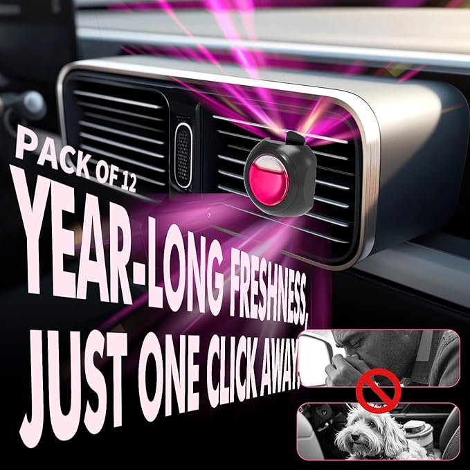 Car Air Freshener Vent Clips, 12 Pack, Peach, Provides Long-Lasting Scent, Up to 360 Days, Car Fresheners
