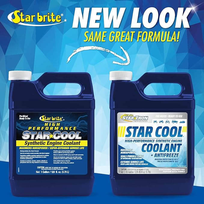 Star Tron Star-Cool Premium Synthetic PG Engine Coolant + Antifreeze - Propylene Glycol for Engines, Motorcycles, Snowmobiles & Marine - 1 GAL (033200)
