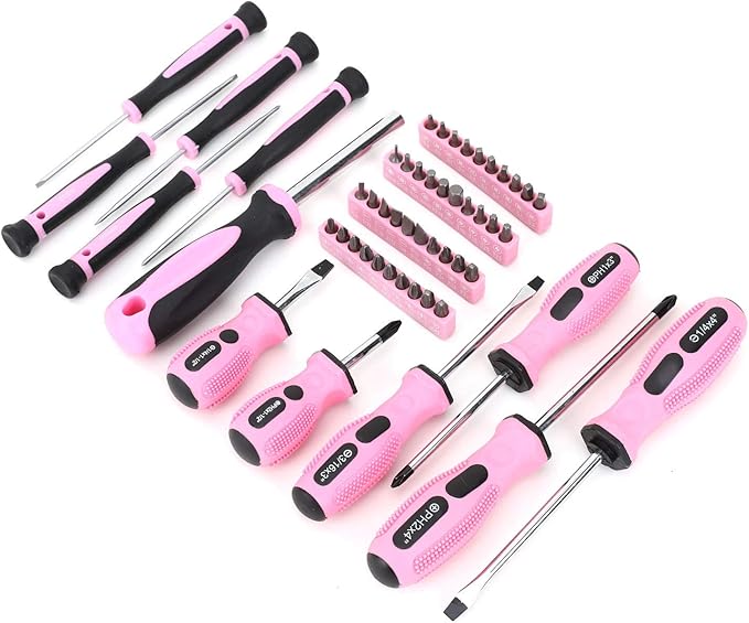 FASTPRO Pink Tool Set, 220-Piece Lady's Home Repairing Tool Kit with 12-Inch Wide Mouth Open Storage Tool Bag