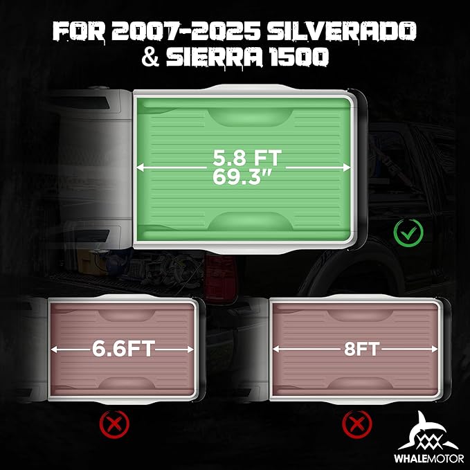 Hard Folding Truck Bed Tonneau Cover Compatiable with Chevy Silverado & GMC Sierra 1500(2007-2025) 5.8 FT Short Box(NO CarbonPro Bed), Tri Fold Style