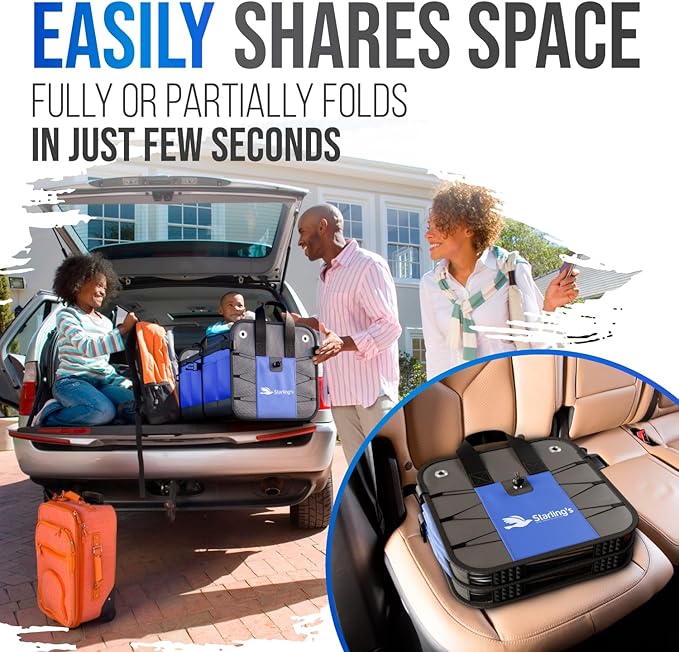 Car Trunk Organizer – Large Collapsible Storage Box with Adjustable Compartments – Heavy-Duty Cargo Organizer for SUV, Truck & Car – Non-Slip Waterproof Trunk Storage Bin for Groceries & Tools