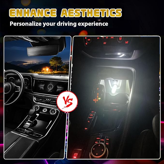 2PCS Car USB Night Lights, Touch Dimmable Vehicle Interior Ambient Lamp, Portable Retro Glass LED Light for Auto Decorations, Bedroom, Office, Travel, Camping, Gifts for Women and Men (White)