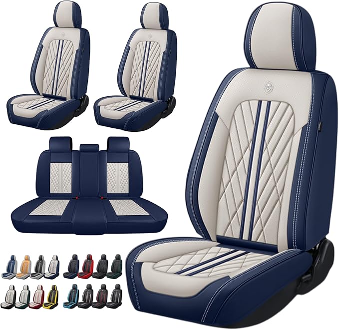 Universal Fit Waterproof Breathable Nappa Leather Automotive Vehicle Car Seat Covers Set Cushion Protector for Sedan SUV