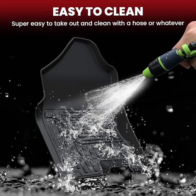 LASFIT Floor Mats for Ram 1500 2019-2024 Crew Cab with Rear Under-Seat Storage Bucket Seat (NOT Fit for Classic Model), 4 Full Size Doors All Weather TPE Custom Fit 1st & 2nd Row, Black