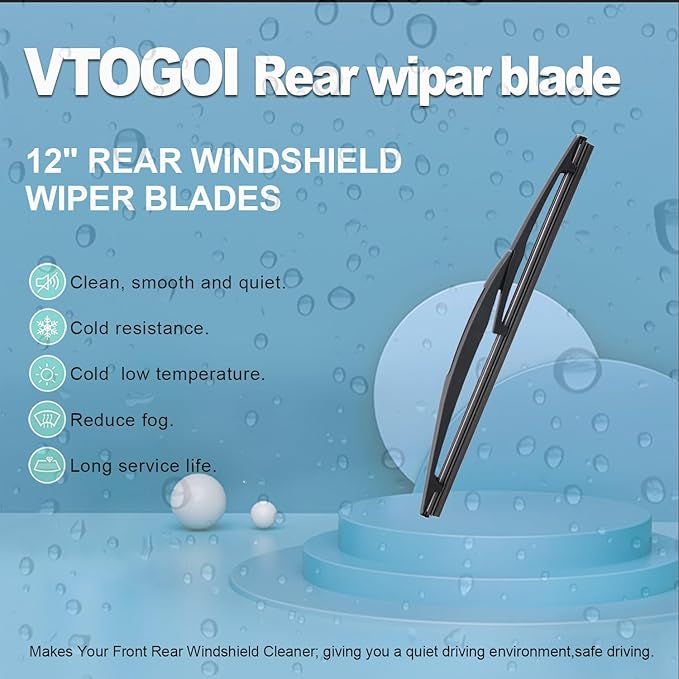 VTOGOI Original Factory Quality Rear Windshield Wiper Blades Replacement For Acura MDX 2007-2013,BMW X5 2014-2018,Easy To Install 12"(Pack of 1)