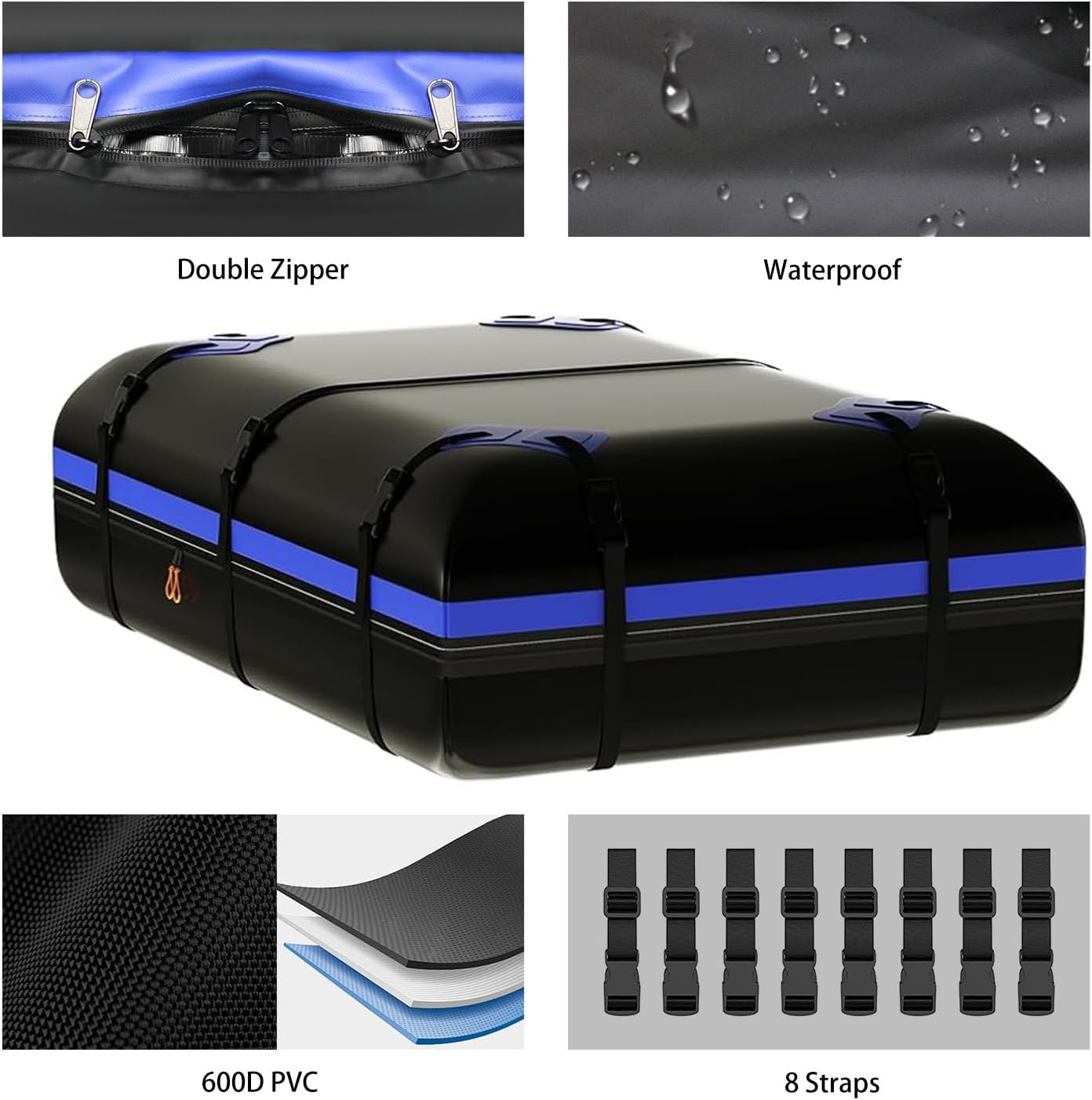 FORWODE Roof Rack Carrier Basket, 64" x 39" Rooftop Cargo Carrier with 250 lbs Capacity, Rust-Proof Steel Heavy Duty Car Top Luggage Basket with Waterproof Cargo Bag for SUV Truck Cars