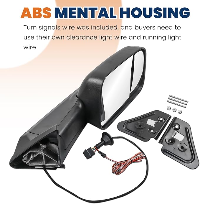 Pair Black Power Heated Towing Mirrors Compatible for 1994-1997 Dodge Ram 1500 2500 3500 w/Led Turn Light Manual Folding