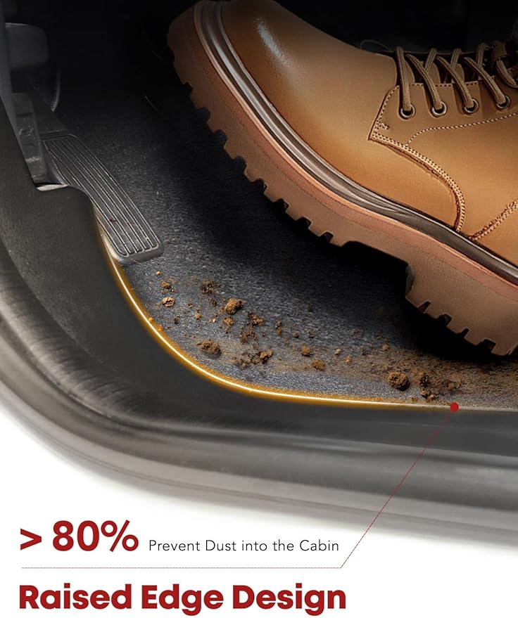 YHTAUTO Fit 2025 2024 2023 2022 Toyota Tundra Floor Mats | Only Fit CrewMax | TPE All Weather Floor Liner, 1st 2nd Row Car Mats