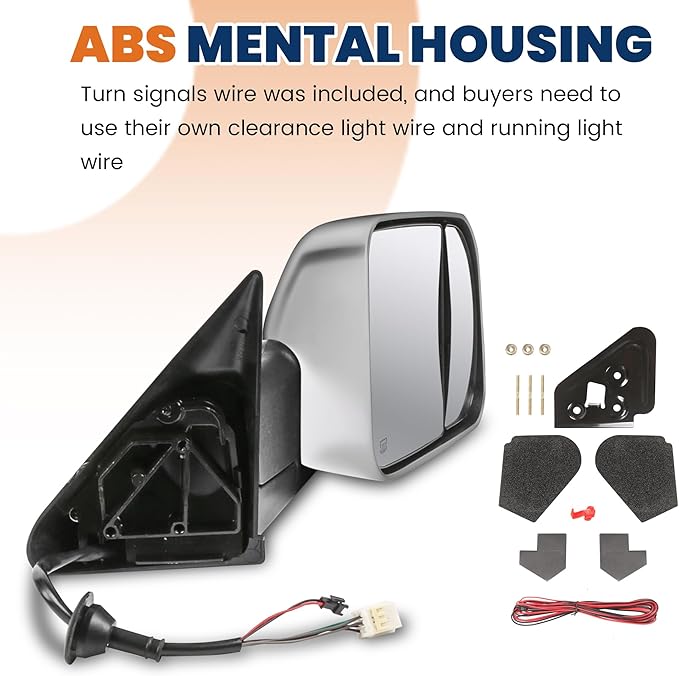 Pair Chrome Power Heated Towing Mirrors Compatible for 1998-2001 Dodge Ram 1500/1998-2002 Dodge Ram 2500 3500 w/Led Turn Light