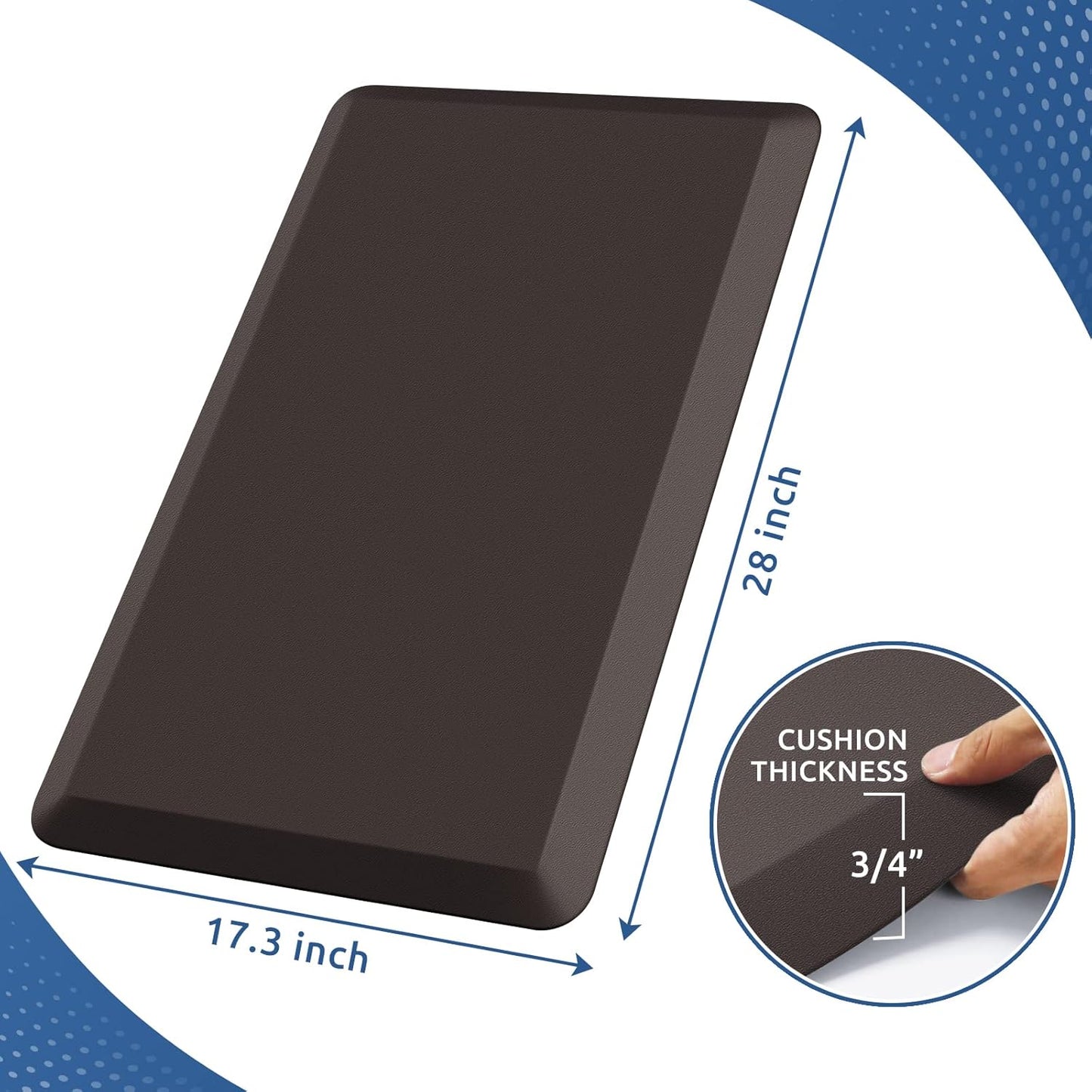 KitchenClouds Kitchen Mat Cushioned Anti Fatigue Kitchen Rug Non Slip Standing Mat Comfort Floor Mats for Sink Office (17.3"x28"- 0.8inch)