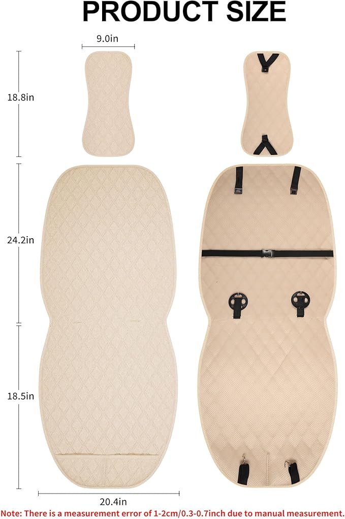ENOGE Linen Car Seat Covers Front Seat Covers Breathable Cloth Fabric Car Seat Protector Universal Fit Most Automotive, Van, SUV, Trucks (Beige, 2 Front)